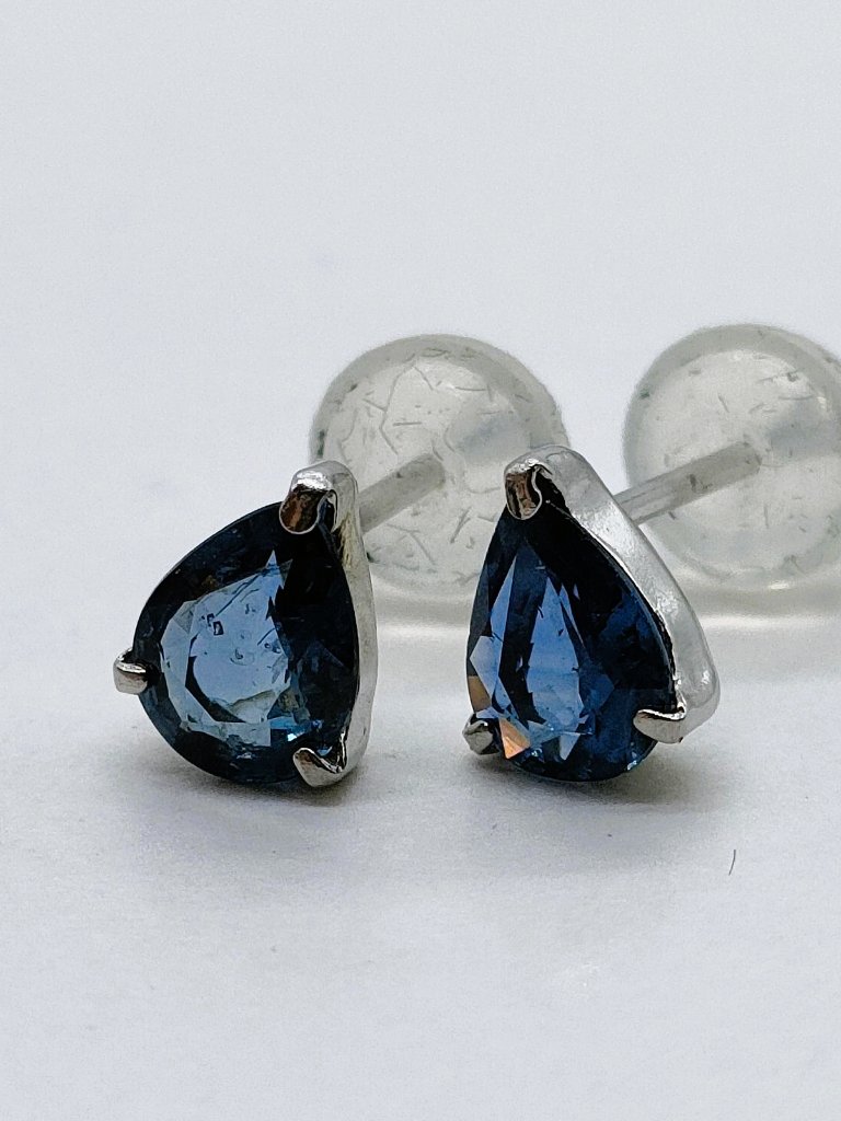 Jewelry Pierced Earring Sapphire 0.7ct Platinum 5502407